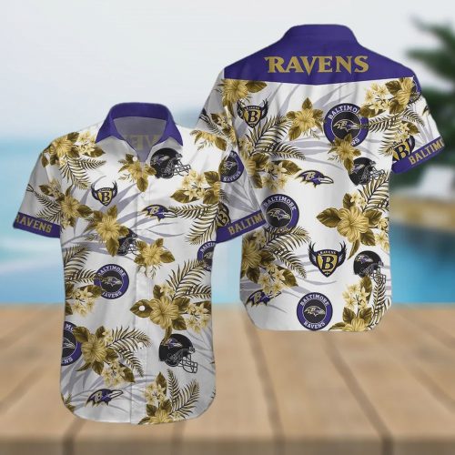 Baltimore Ravens NFL Floral White Background Hawaiian Shirt Gift for Men and Women