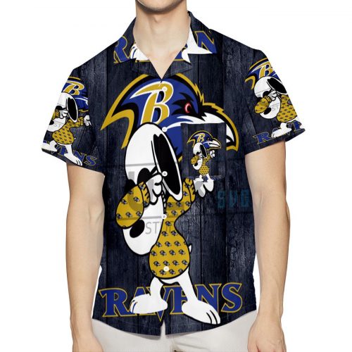 Baltimore Ravens Snoopy v2 3D All Over Print Summer Beach 3D Button Hawaiian Shirt Gift for Men Dad Father With Pocket