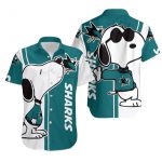 Beach San Jose Sharks 3D Button Hawaiian Shirt Gift for Men Dad Father Snoopy Lover All over print Printed