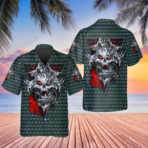 Blue Ghost Skull Hawaiian Shirt Skull & Viking 3D  Clothing Skull Aloha Shirt