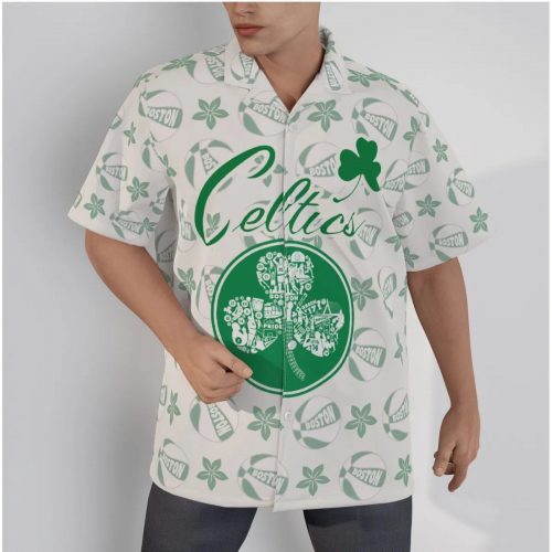 Boston Celtics Flower Pattern 3D 3D Button 3D Button Hawaiian Shirt Gift for Men Dad Father Gift for Men Dad Father