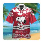 Boston Red Sox Snoopy Short Sleeve Button Up Tropical Aloha 3D Button Hawaiian Shirt Gift for Men Dad Fathers MLB