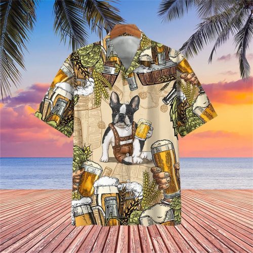Boston Terrier Vintage Aloha Shirt - Perfect Beer Lover s Gift!
