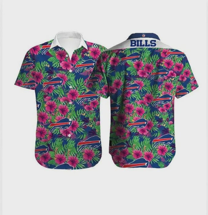 Buffalo Bills NFL Hibiscus Flowers Pink Blue Hawaiian Shirt Gift for Men and Women