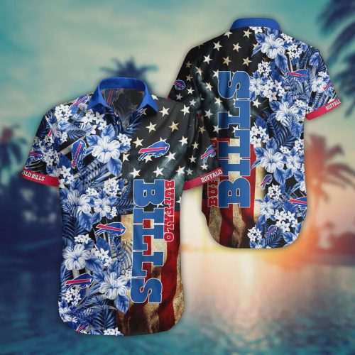 Buffalo Bills NFL Tropical American Flag Style Hawaiian Shirt Gift for Men and Women