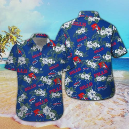 Buffalo Bills NFL White Hibiscus Flowers Blue Hawaiian Shirt Gift for Men and Women