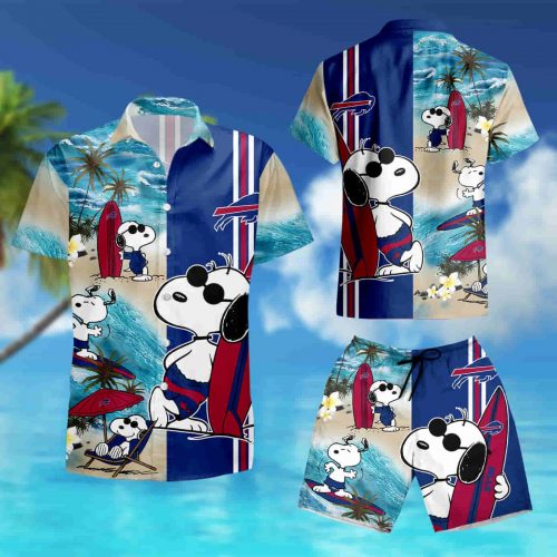 Buffalo Bills Snoopy Surfing 3D Button Hawaiian Shirt Gift for Men Dad Father summer shirt
