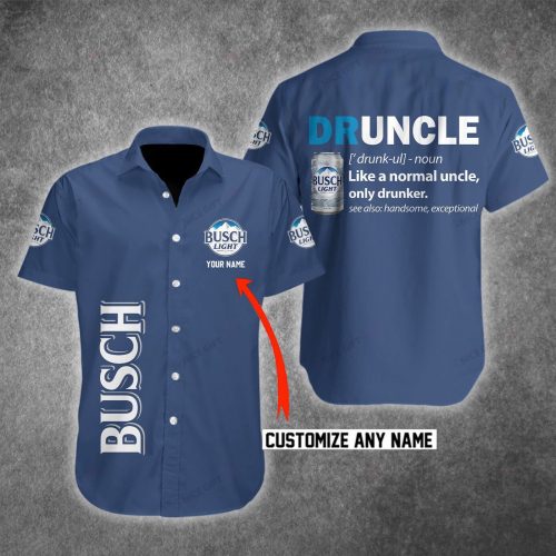Personalized Busch Light Druncle Hawaiian Shirt - Unique Men s Gift for Dad Father Custom 3D Button Design