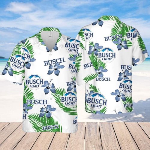 Busch Light Hawaiian Shirt - Hibiscus Flower Pattern & Aloha Theme Perfect Summer Holiday Gift