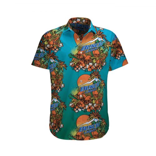 Busch Light Hawaiian Shirt: Orange Skull Floral Palm Islands Aloha Beer Shirt for Men & Women Beer Lover s Gift