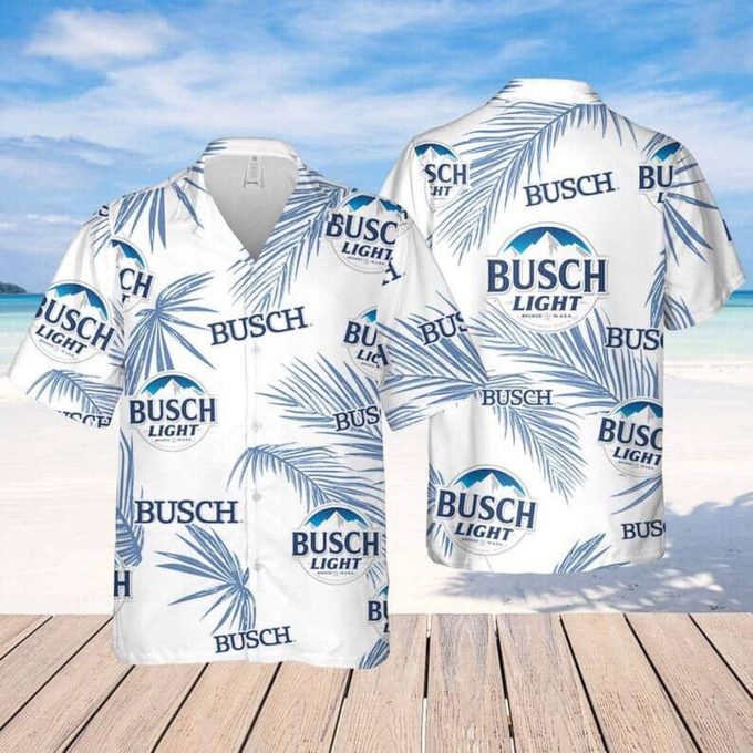 Busch Light Hawaiian Shirt Palm Leaves Pattern Beer Fan Gift