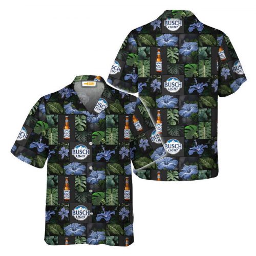 Tropical Hibiscus Flower Hawaiian Shirt: Busch Light Beer Aloha Shirt - Perfect Summer Vacation Gift Idea for Men and Women