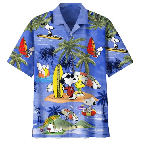 Cartoon Snoopy The Peanuts, Funny Snoopy Summer Time Short Sleeve Hawaiian Set 62