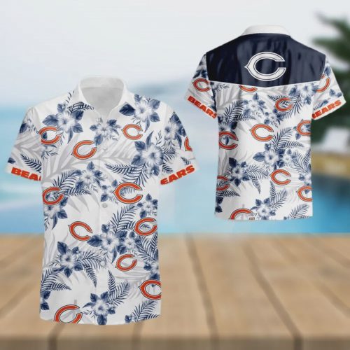Chicago Bears NFL Floral White Background Hawaiian Shirt Gift for Men and Women