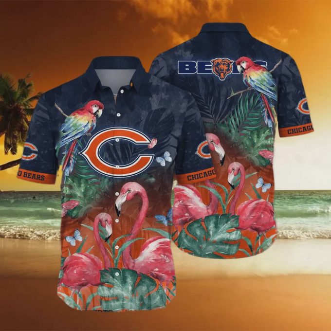Chicago Bears NFL Flower Full Printing Hawaiian Shirt Gift for Men and Women