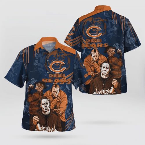 Chicago Bears NFL Halloween Horror Art Hawaiian Shirt Gift for Men and Women