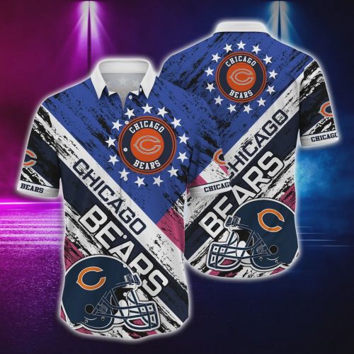 Chicago Bears NFL Helmet Tropical Hawaiian Shirt Gift for Men and Women