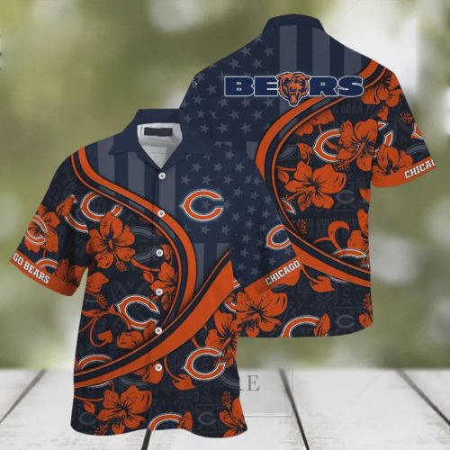 Chicago Bears NFL US Flag Aloha Pattern Hawaiian Shirt Gift for Men and Women