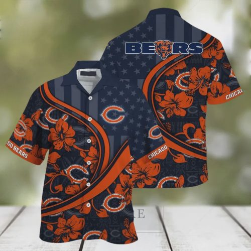 Chicago Bears NFL US Flag Aloha Pattern Hawaiian Shirt Gift for Men and Women