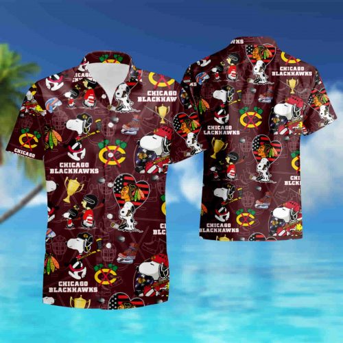 Chicago Blackhawks Snoopy 3D Button Hawaiian Shirt Gift for Men Dad Father 3d T Shirt summer shirt