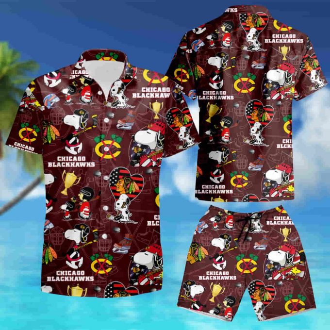 Chicago Blackhawks Snoopy 3D Button Hawaiian Shirt Gift for Men Dad Father 3d T Shirt summer shirt