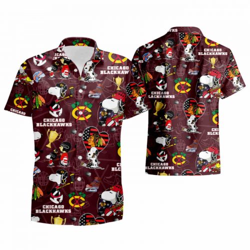 Chicago Blackhawks Snoopy 3D Button Hawaiian Shirt Gift for Men Dad Father 3d T Shirt summer shirt