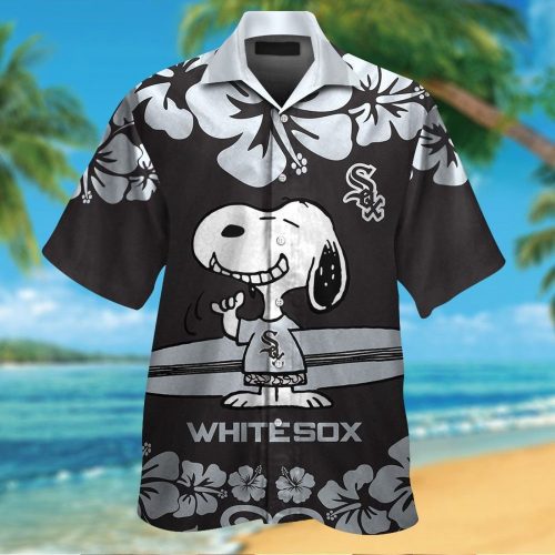 Chicago White Sox Snoopy Short Sleeve Button Up Tropical Aloha 3D Button Hawaiian Shirt Gift for Men Dad Father Set for Men Women Kids