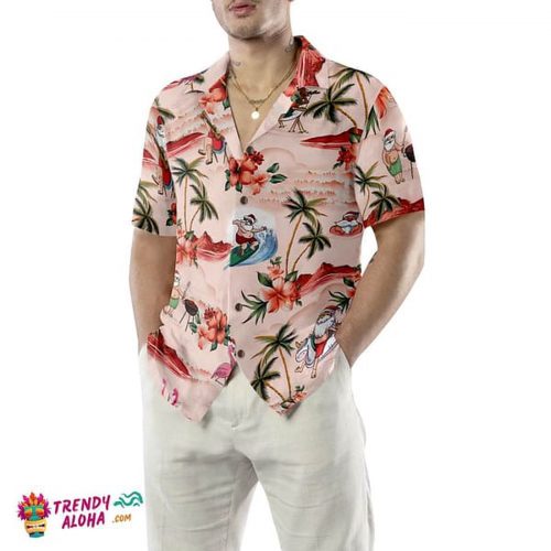 Christmas Hawaiian Shirts: Santa Beach Pattern Men & Women Button Down Short Sleeve