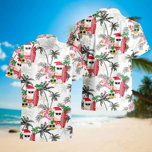 Christmas in July: Trendy Hawaiian Santa Claus Flamingo Xmas Shirt