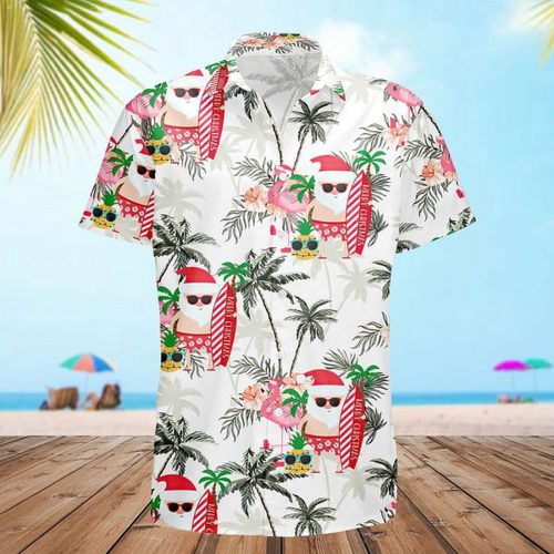 Christmas in July: Trendy Hawaiian Santa Claus Flamingo Xmas Shirt