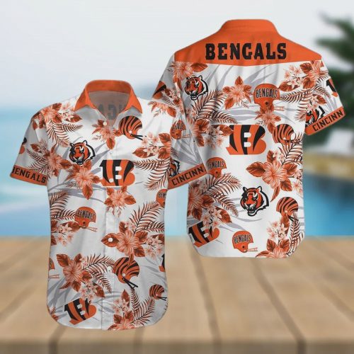 Cincinnati Bengals NFL Logo White Design Hawaiian Shirt Gift for Men and Women