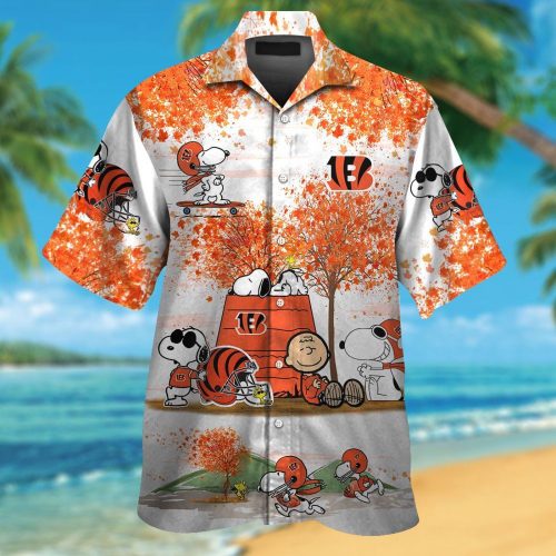 Cincinnati Bengals & Snoopy 3D Button Hawaiian Shirt Gift for Men Dad Father #3