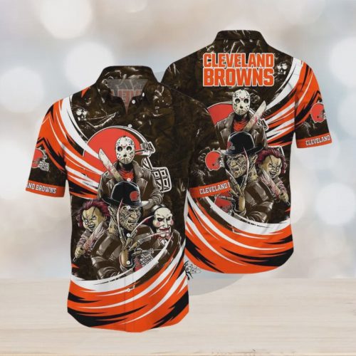 Cleveland Browns NFL Halloween Horror Movies Hawaiian Shirt Gift for Men and Women