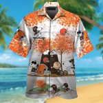 Cleveland Browns Snoopy Autumn Short Sleeve Button Up Tropical Aloha 3D Button Hawaiian Shirt Gift for Men Dad Father Set for Men Women Kids