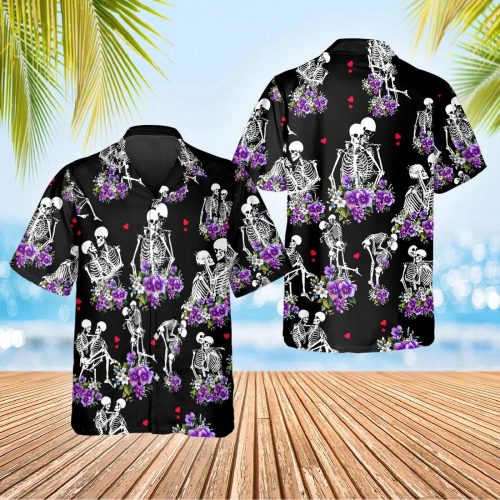 Couple Love Skull Hawaiian Shirt Skull & Viking 3D  Clothing Skull Aloha Shirt