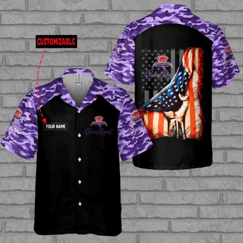 Crown Royal Custom Name 3D Button Hawaiian Shirt - Perfect Men s Gift for Dad Father 3D Button Design