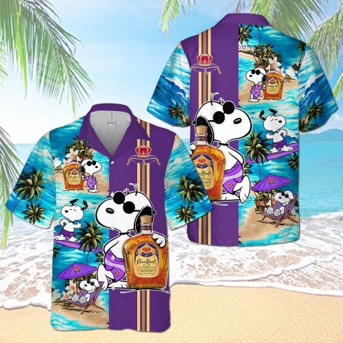 Crown Royal Snoopy Dog 3D Button Hawaiian Shirt Gift for Men Dad Father