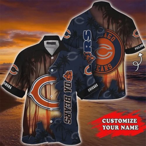 Custom Chicago Bears NFL Tropical Island Hawaiian Shirt Gift for Men and Women