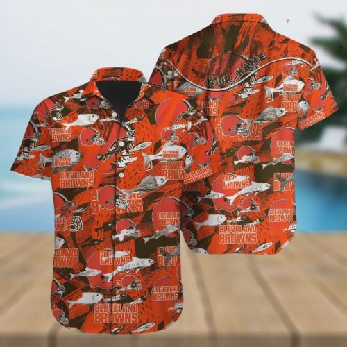 Custom Cleveland Browns NFL Fish Tropical Hawaiian Shirt Gift for Men and Women