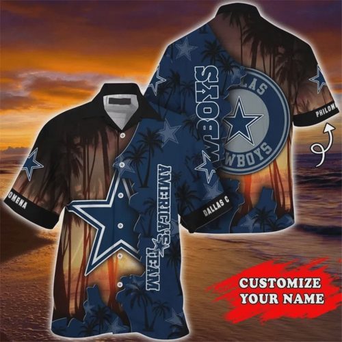 Custom Dallas Cowboys NFL Sunset Hawaiian Shirt Gift for Men and Women