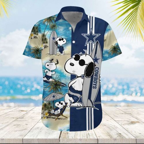 Dallas Cowboy 3D Button Hawaiian Shirt Gift for Men Dad Father Snoopy Beach 3D Button Hawaiian Shirt Gift for Men Dad Father