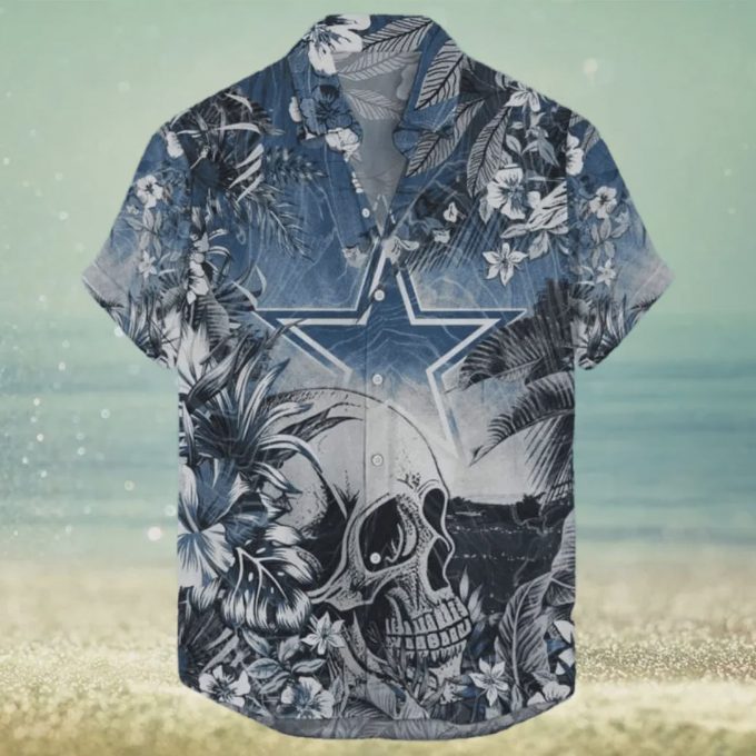 Dallas Cowboys NFL Skull Tropical Flower Pattern Hawaiian Shirt Gift for Men and Women