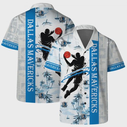 Dallas Mavericks Coastal Hoops Hawaiian Shirt – Aloha Shirt for NBA Fans