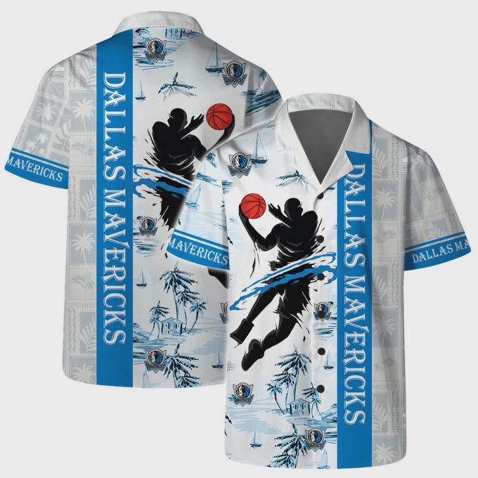 Dallas Mavericks Coastal Hoops Hawaiian Shirt – Aloha Shirt for NBA Fans