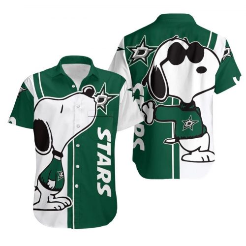 Dallas Stars Snoopy Lover All-over Print 3D Button Hawaiian Shirt Gift for Men Dad Father