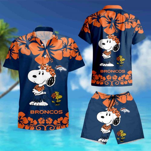Denver Broncos Snoopy 3D Button Hawaiian Summer Shirt Gift for Men
