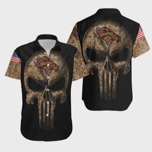 Denver Broncos NFL Camouflage Skull Hawaiian Shirt Gift for Men and Women