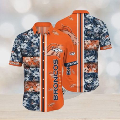 Denver Broncos NFL Tropical Flowers Orange Hawaiian Shirt Gift for Men and Women