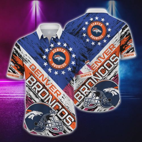 Denver Broncos NFL US Flag Pattern Hawaiian Shirt Gift for Men and Women