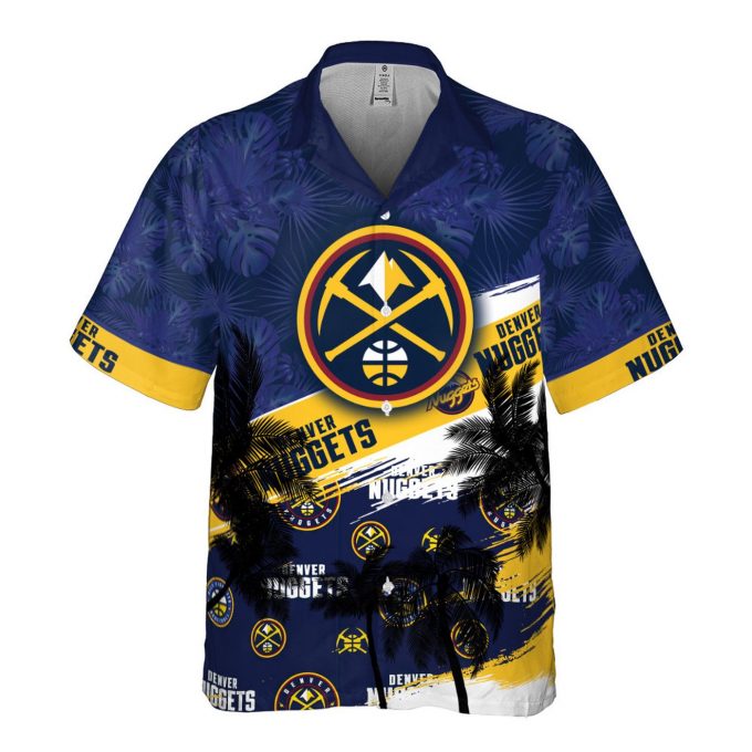 Denver Nuggets Hibiscus Flower And Summer Pattern Print 3D Button 3D Button Hawaiian Shirt Gift for Men Dad Father Gift for Men Dad Father